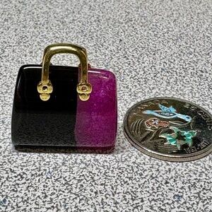 Miniature Black(peach black Druzy) and Pink Handbag Charm